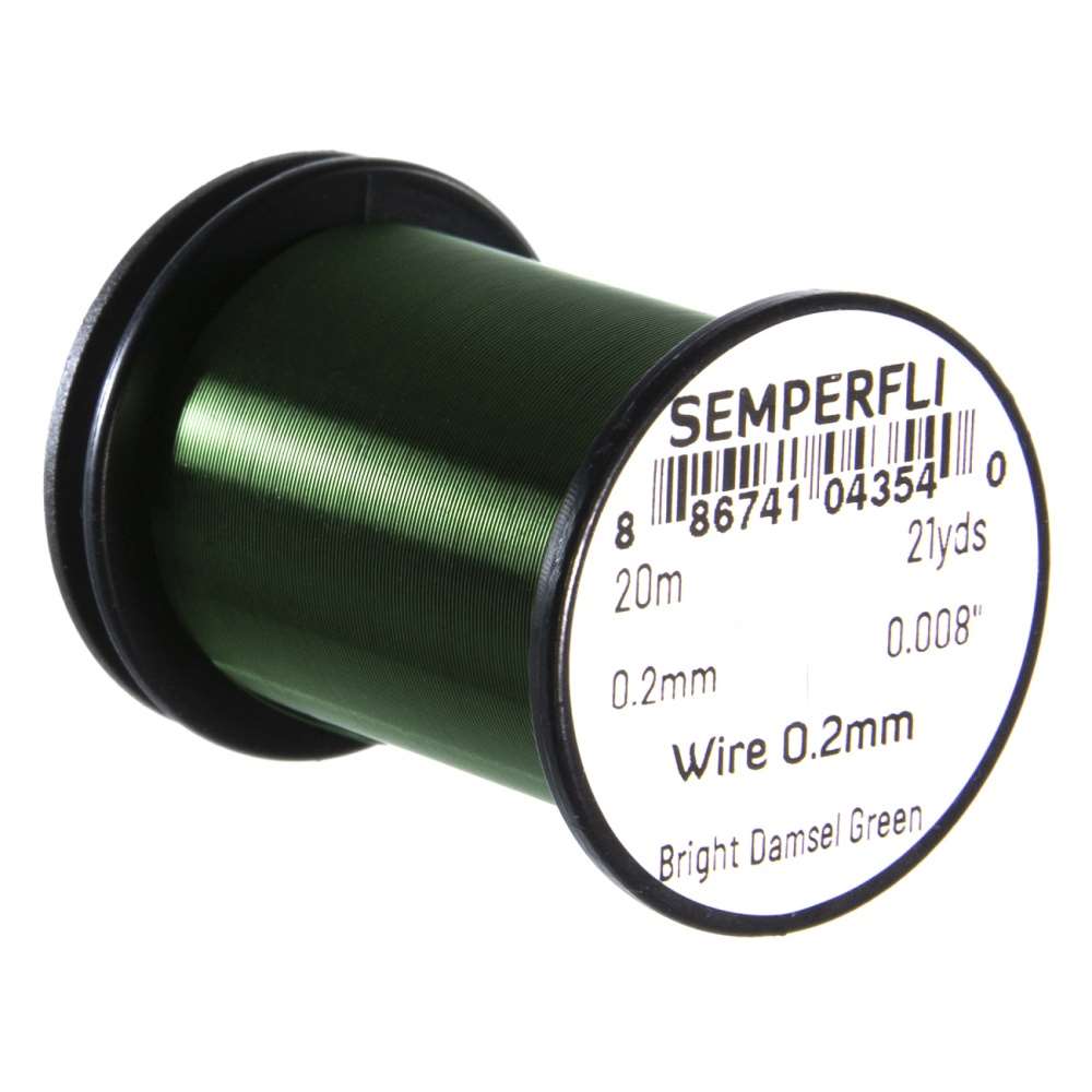 Semperfli Wire 0.2mm Bright Damsel Green Fly Tying Materials (Pack Size 2000cm)